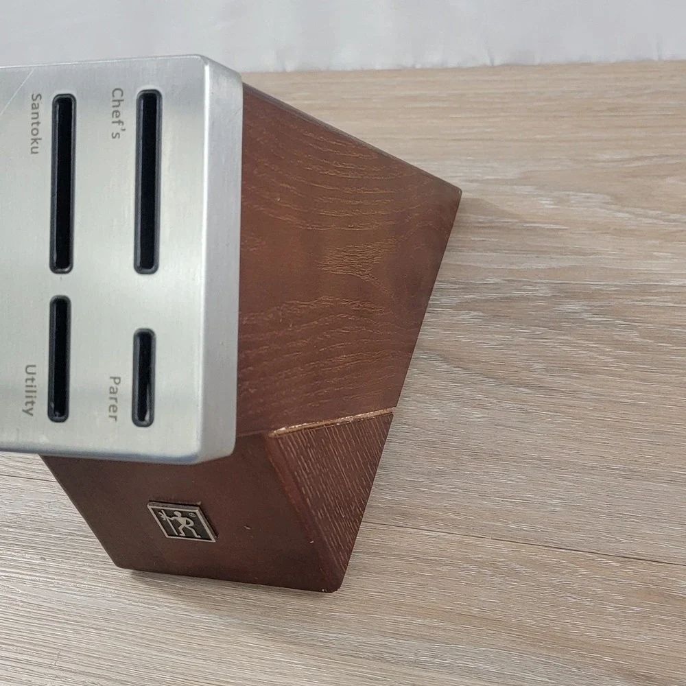 Zwilling J.A. Henckels Knife Block Holder Wooden Stainless Steel 6 Slot - Picture 3 of 7